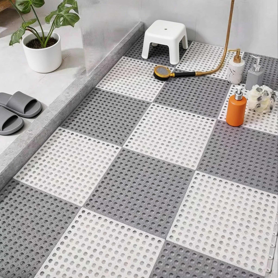 Modern Non-Slip Bathroom Mat Set Waterproof Plastic Hollow Design Easy Clean