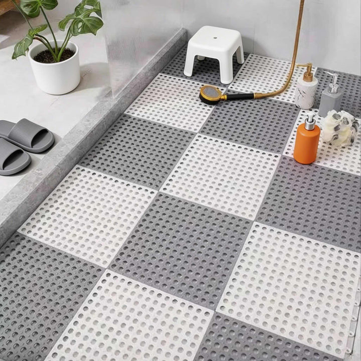 Modern Non-Slip Bathroom Mat Set Waterproof Plastic Hollow Design Easy Clean