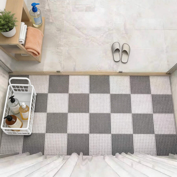 Modern Non-Slip Bathroom Mat Set Waterproof Plastic Hollow Design Easy Clean