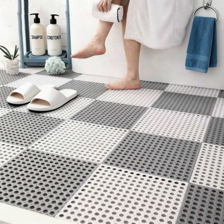 Modern Non-Slip Bathroom Mat Set Waterproof Plastic Hollow Design Easy Clean