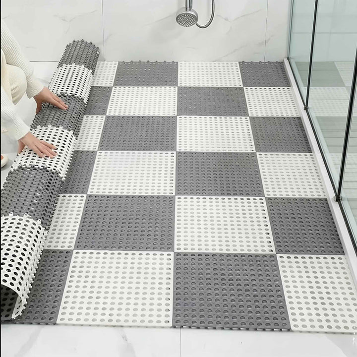 Modern Non-Slip Bathroom Mat Set Waterproof Plastic Hollow Design Easy Clean