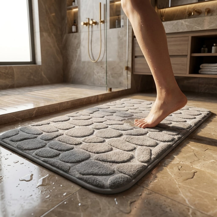Non-Slip Bath Mat Soft Quick-Dry Fabric Cushioned for Bathroom Safety 40x60 cm