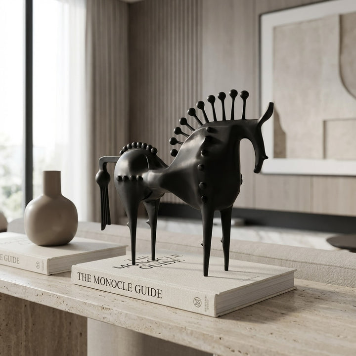 Abstract horse sculpture modern decor black minimalist figurine contemporary art decorative statue home decor