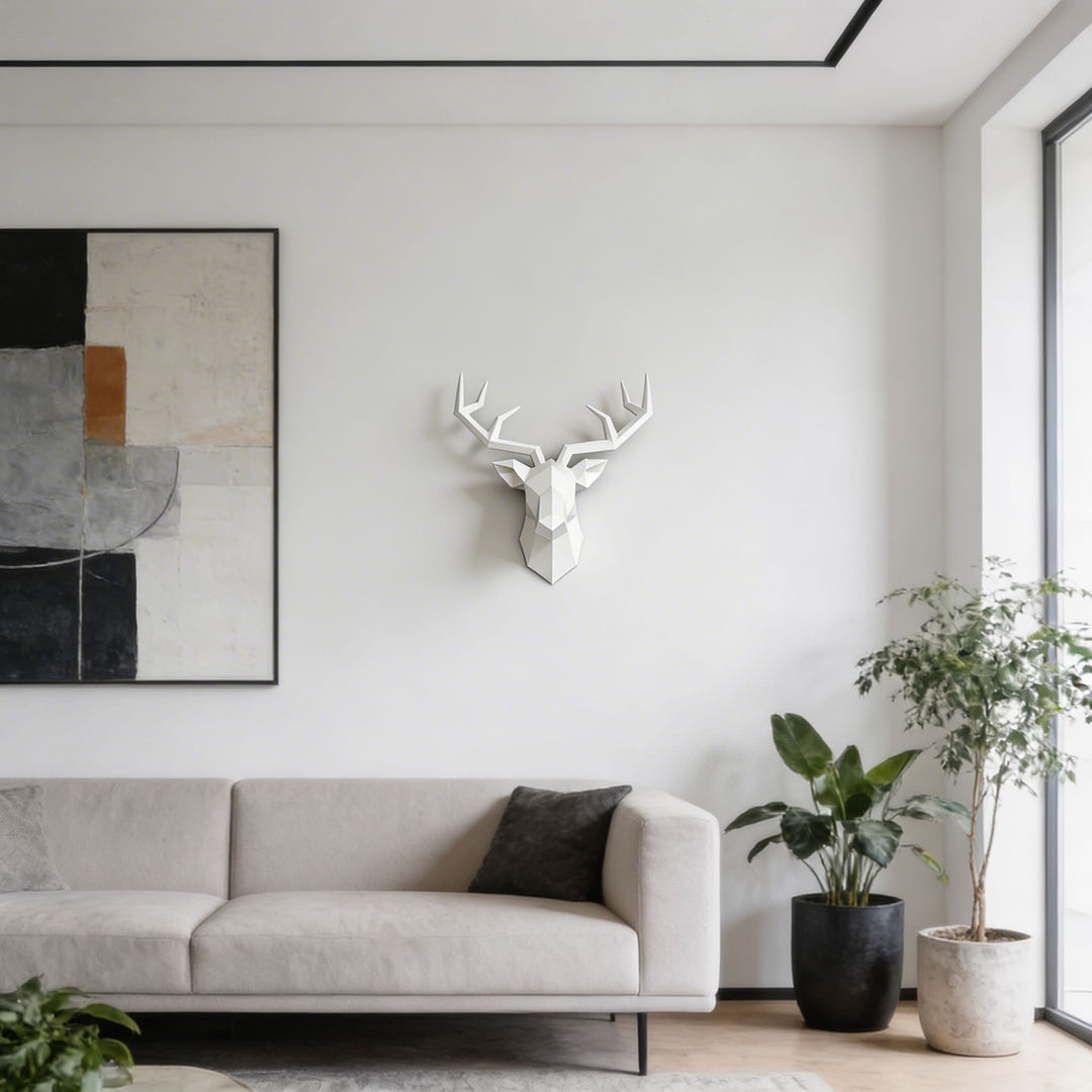Modern Elk Head Wall Mount Sculpture Resin Decorative Wall Art with Keyhole for Easy Installation