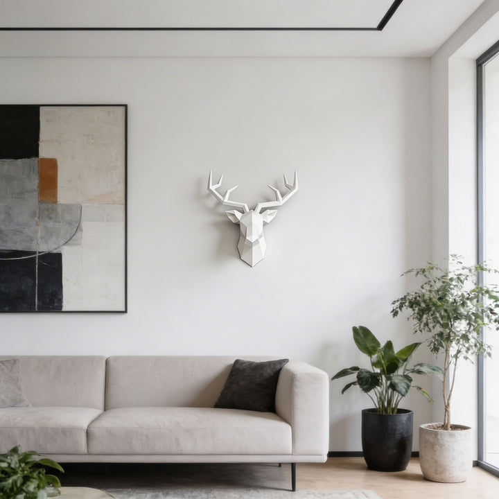 Modern Elk Head Wall Mount Sculpture Resin Decorative Wall Art with Keyhole for Easy Installation