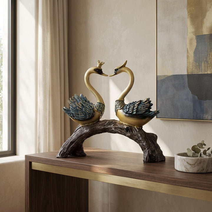 Modern Couple Swan Ornaments Ceramic Decorative Figurines for Living Room Home Decor