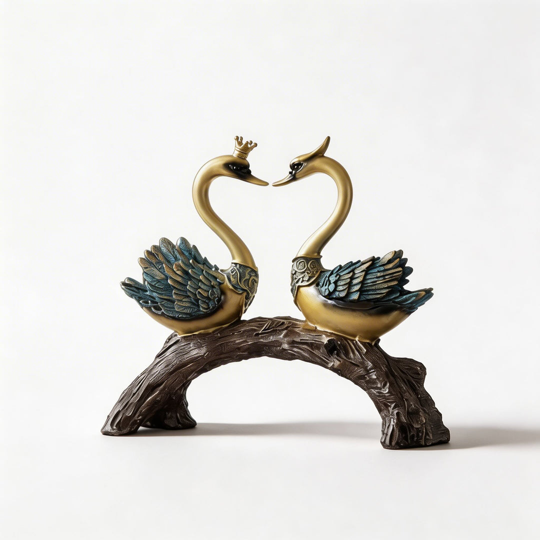 Modern Couple Swan Ornaments Ceramic Decorative Figurines for Living Room Home Decor