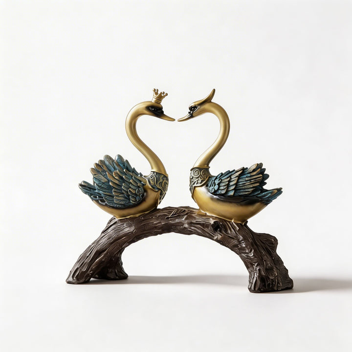 Modern Couple Swan Ornaments Ceramic Decorative Figurines for Living Room Home Decor