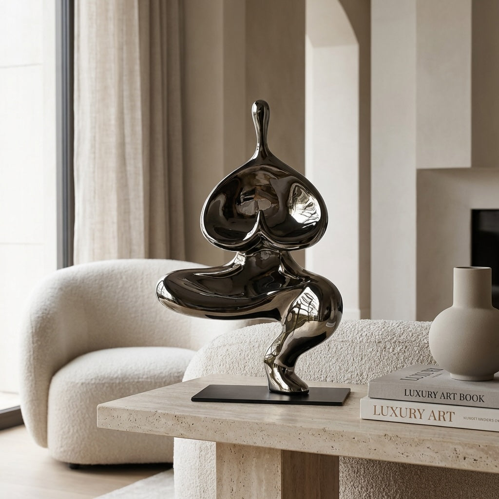 Modern Abstract Decorative Sculpture 32 cm Resin Polished Finish Artistic Expression