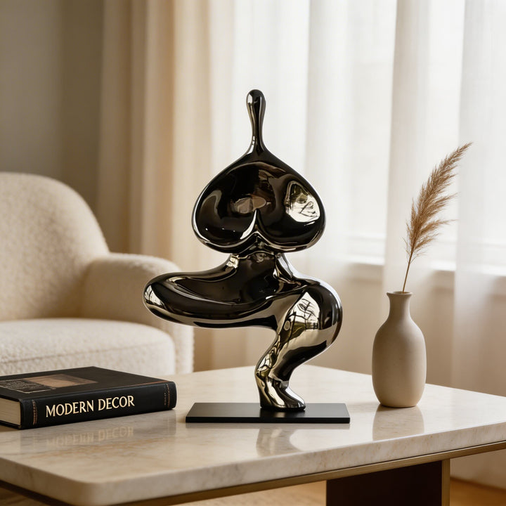 Modern Abstract Decorative Sculpture 32 cm Resin Polished Finish Artistic Expression