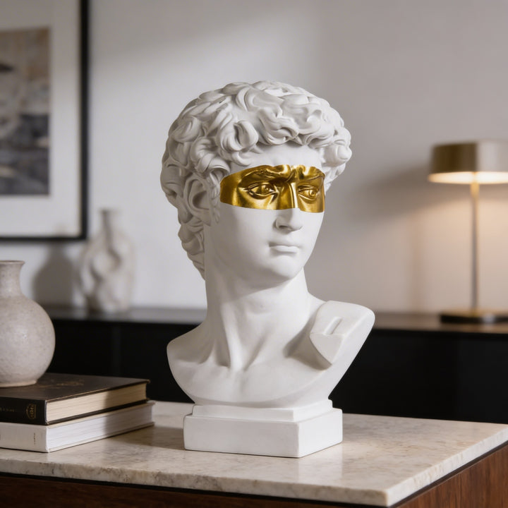 Modern Abstract David Head Bust Sculpture Decorative Art Piece Hand-Carved Resin Unique Design