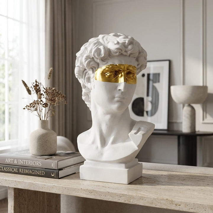 Modern Abstract David Head Bust Sculpture Decorative Art Piece Hand-Carved Resin Unique Design