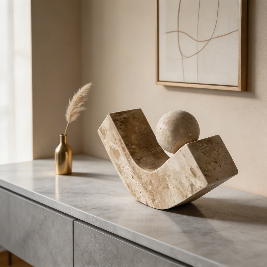 Modern Geometric Desk Decoration Natural Stone Resin Sculpture Minimalist Design for Home Office