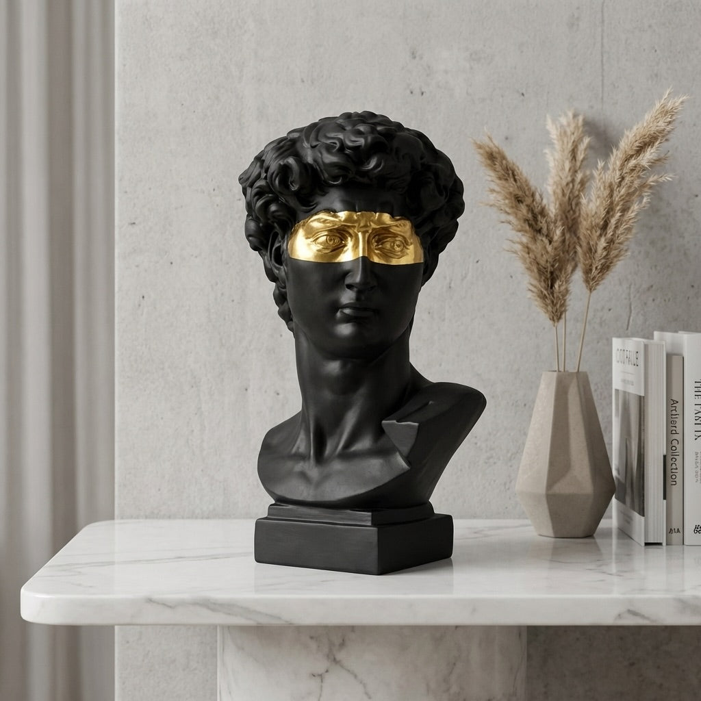 Modern Abstract David Head Bust Sculpture Decorative Art Piece Hand-Carved Resin Unique Design