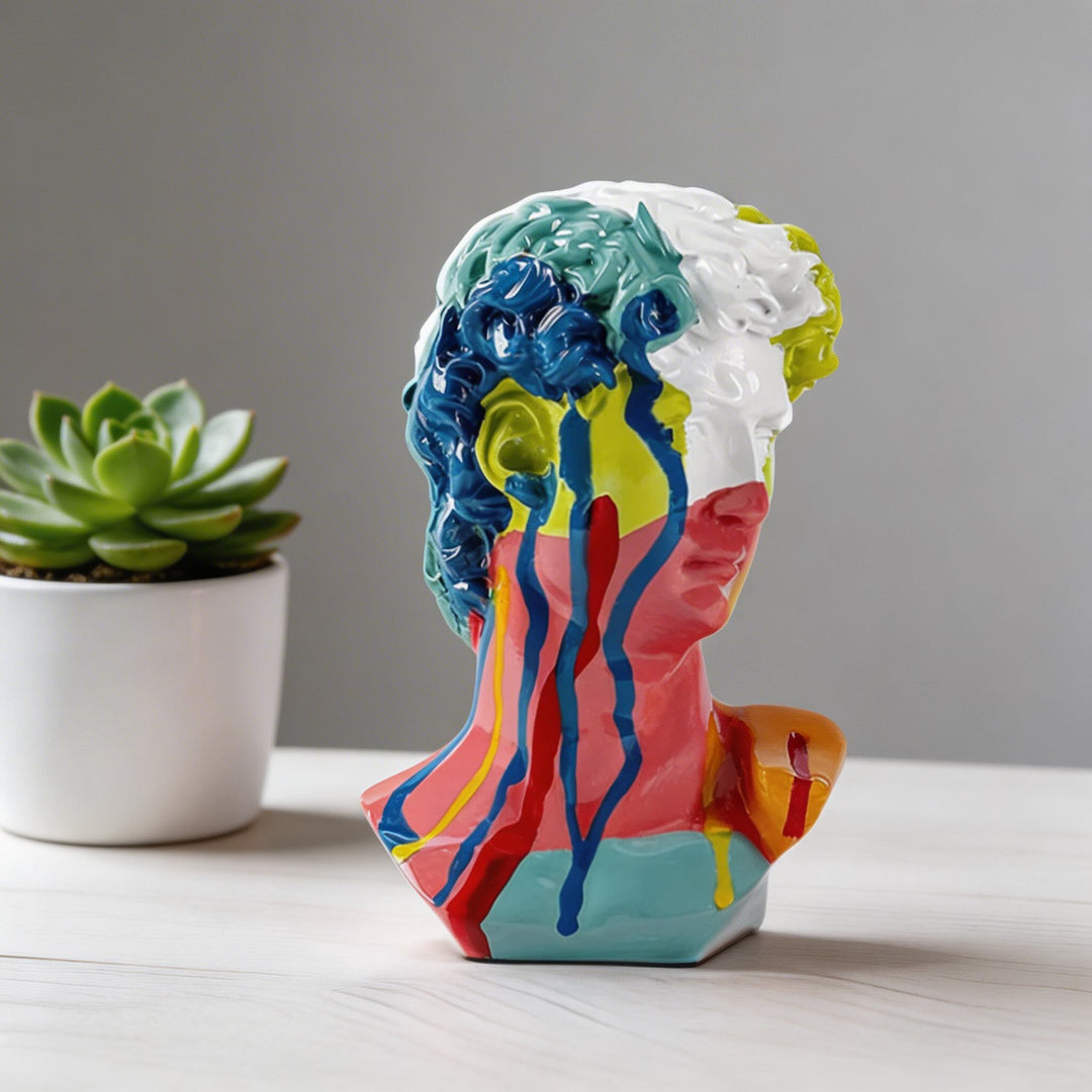 Modern Abstract David Head Bust Sculpture Decorative Art Piece Hand-Carved Resin Unique Design