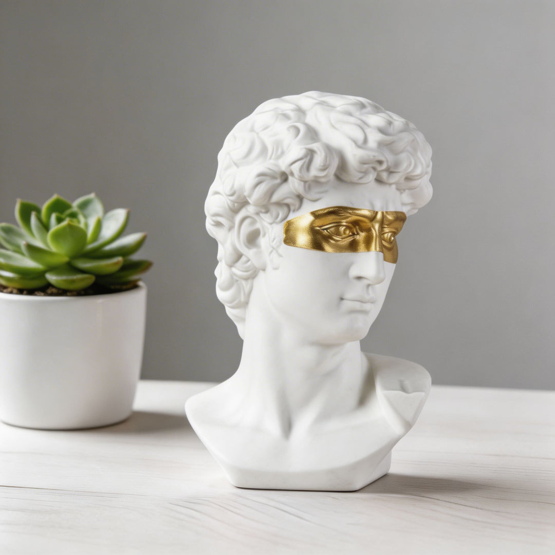 Modern Abstract David Head Bust Sculpture Decorative Art Piece Hand-Carved Resin Unique Design