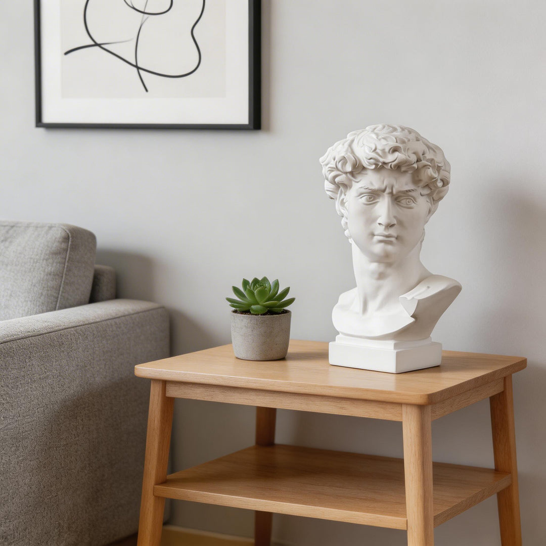 Modern Abstract David Head Bust Sculpture Decorative Art Piece Hand-Carved Resin Unique Design