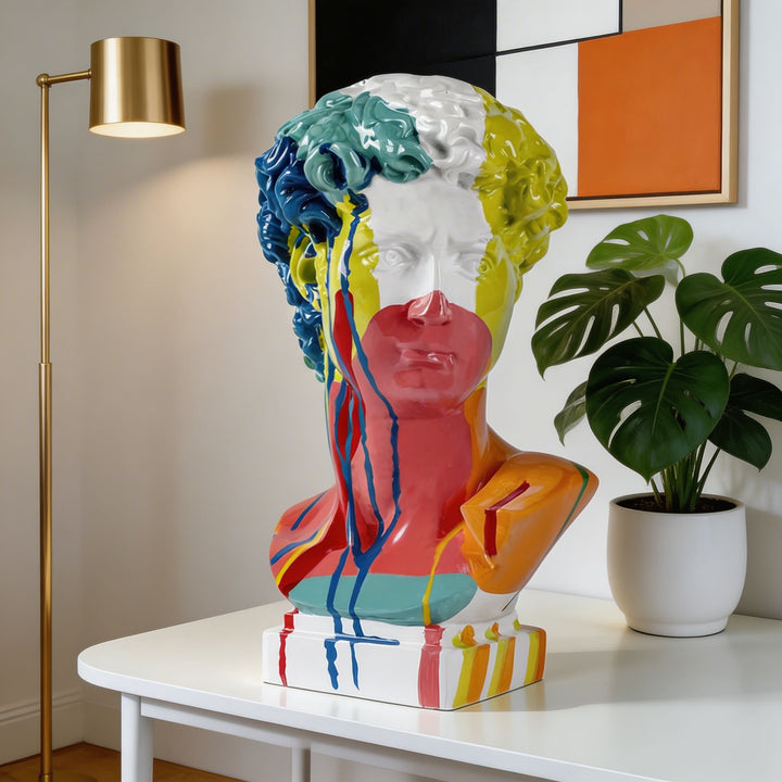 Modern Abstract David Head Bust Sculpture Decorative Art Piece Hand-Carved Resin Unique Design