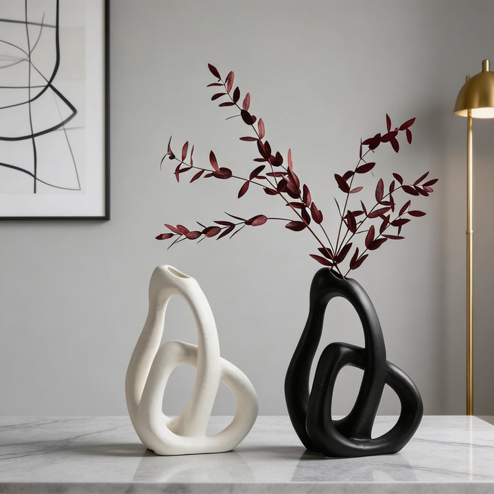 Nordic Ceramic Vase Irregular Shape for Dried Flowers Home Decoration Accent Piece