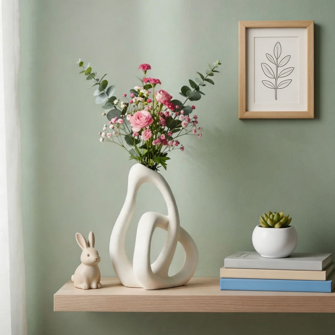 Nordic Ceramic Vase Irregular Shape for Dried Flowers Home Decoration Accent Piece