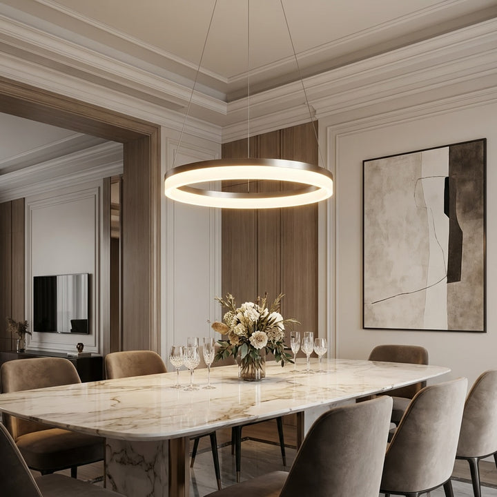 Modern Black Pendant Light Adjustable Aluminum Hanging Light with Dimmable LED and Acrylic Shade