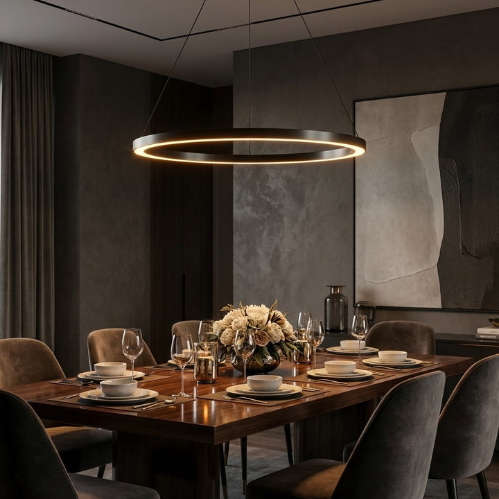 Modern LED Chandelier Hanging Light Aluminum Dimmable Soft Acrylic Diffuser Three Color Temperature Options