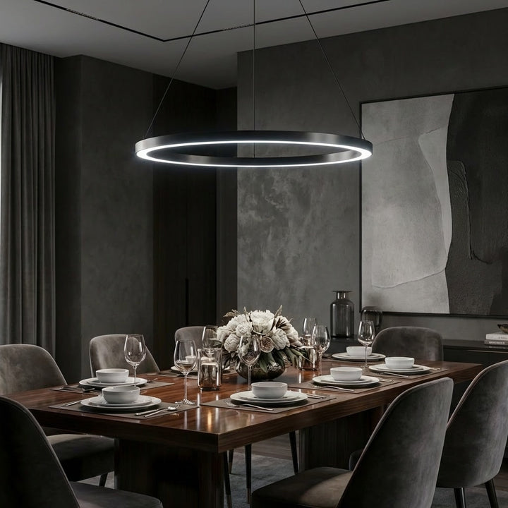 Modern LED Chandelier Hanging Light Aluminum Dimmable Soft Acrylic Diffuser Three Color Temperature Options
