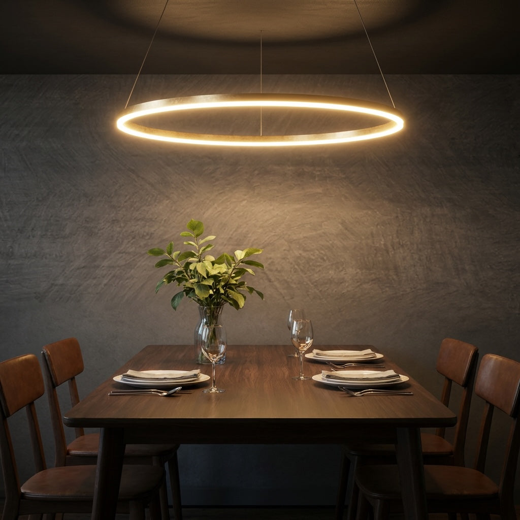 Modern LED Chandelier Hanging Light Aluminum Dimmable Soft Acrylic Diffuser Three Color Temperature Options