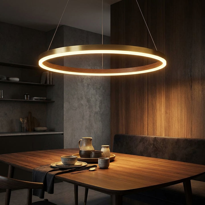 Modern LED Chandelier Hanging Light Aluminum Dimmable Soft Acrylic Diffuser Three Color Temperature Options