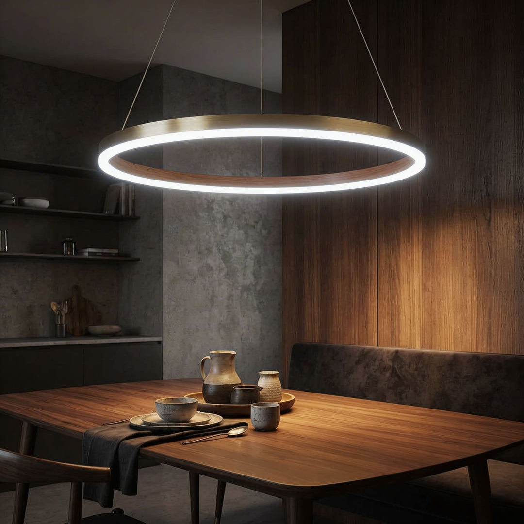 Modern LED Chandelier Hanging Light Aluminum Dimmable Soft Acrylic Diffuser Three Color Temperature Options