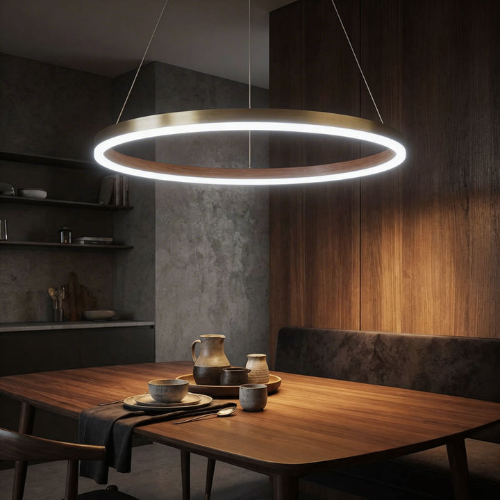 Modern LED Chandelier Hanging Light Aluminum Dimmable Soft Acrylic Diffuser Three Color Temperature Options