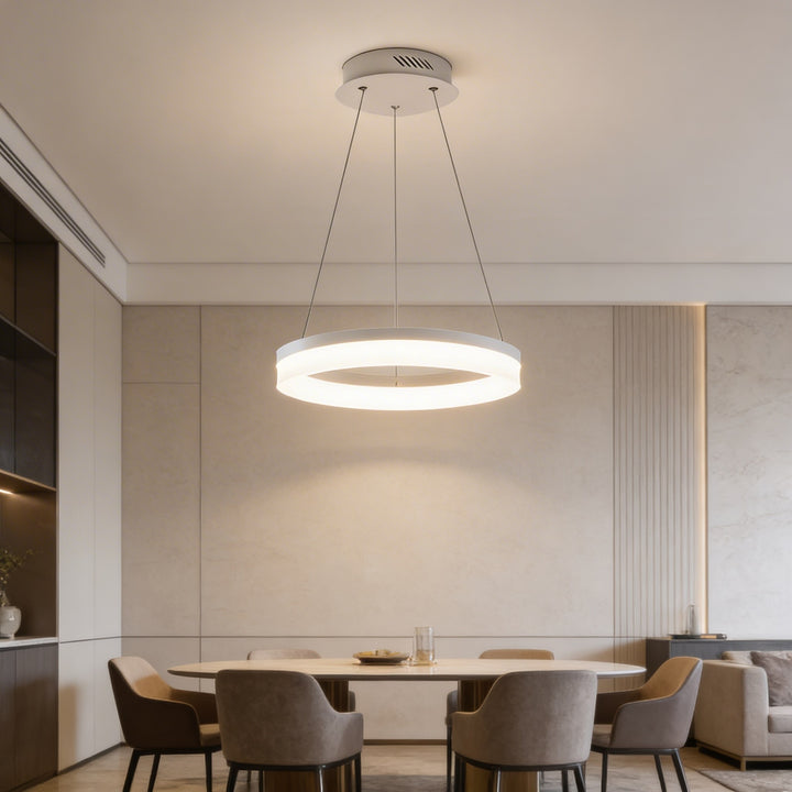 Modern Black Pendant Light Adjustable Aluminum Hanging Light with Dimmable LED and Acrylic Shade