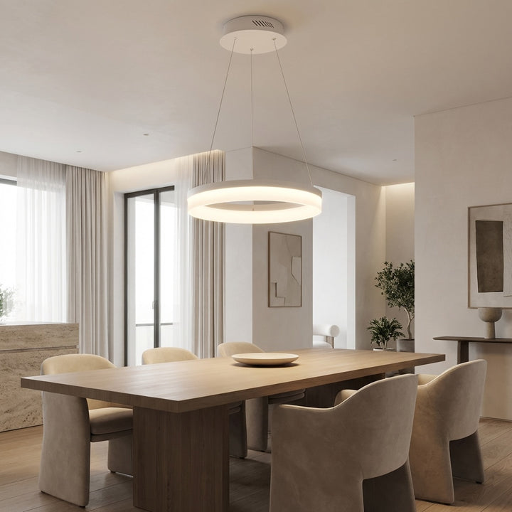 Modern Black Pendant Light Adjustable Aluminum Hanging Light with Dimmable LED and Acrylic Shade
