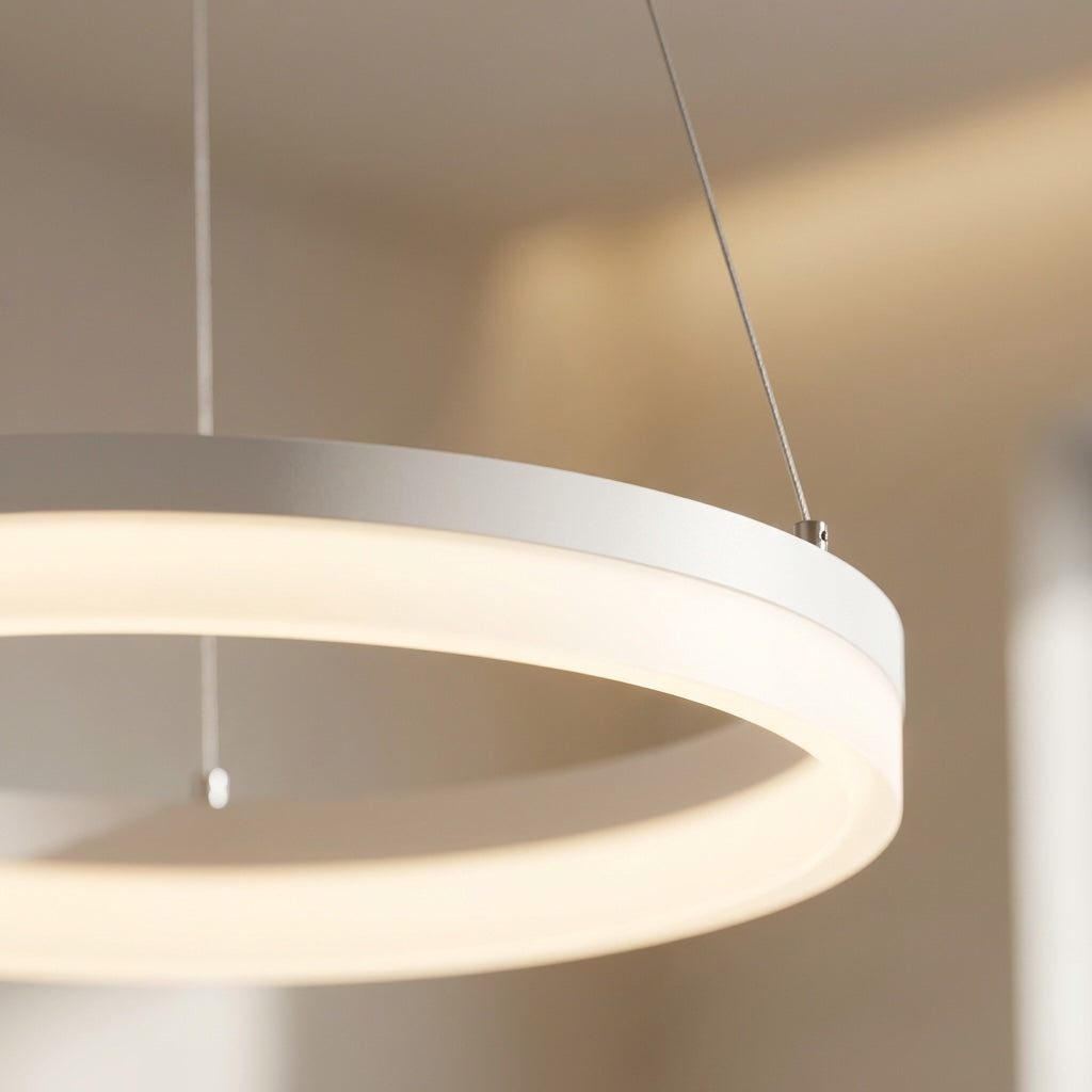 Modern Black Pendant Light Adjustable Aluminum Hanging Light with Dimmable LED and Acrylic Shade