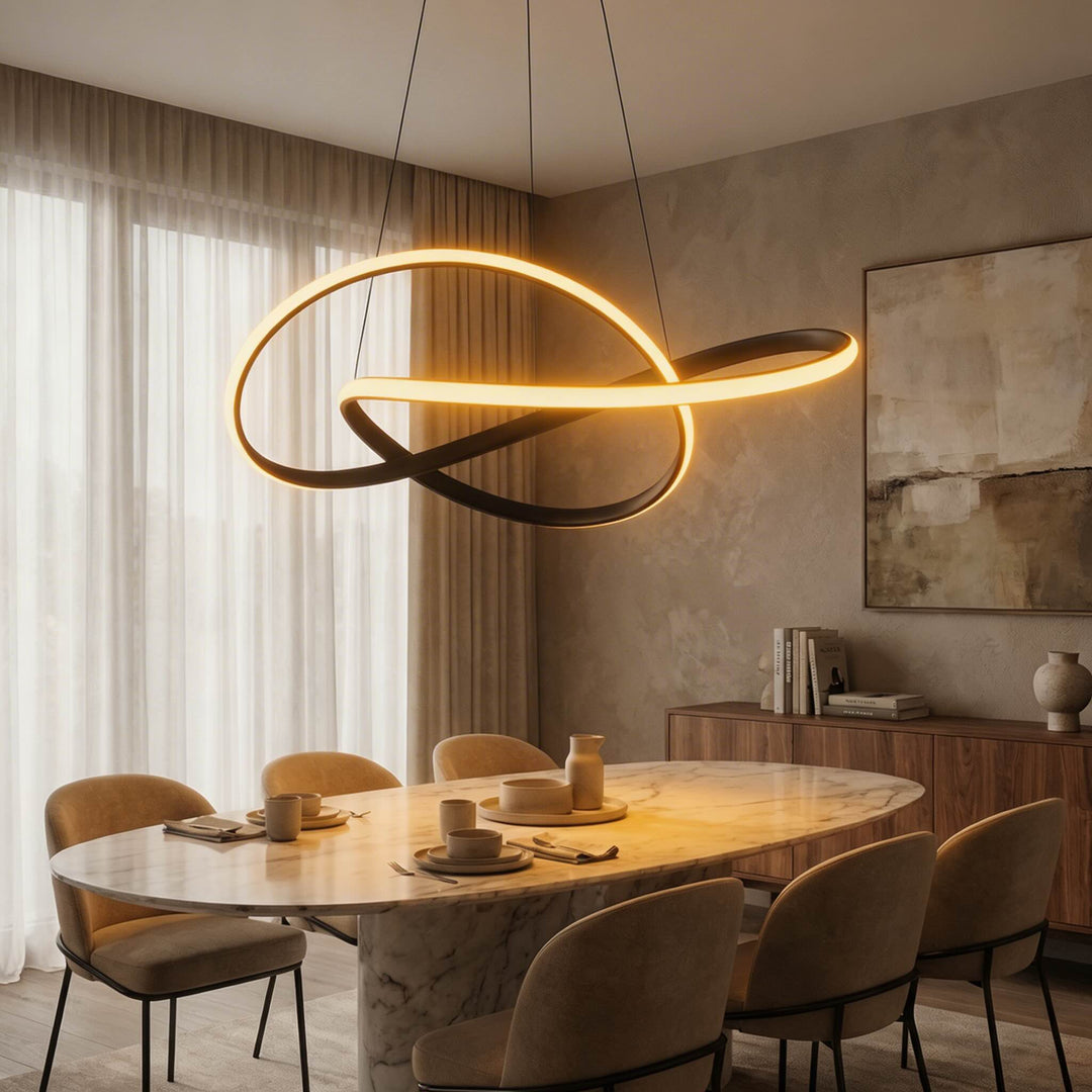 Modern Chandelier Ceiling Light Hanging Aluminum Design Adjustable Dimmable LED with Remote Control 20.1 to 24.0 in Diameter