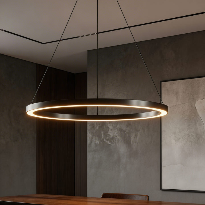 Modern LED Chandelier Hanging Light Aluminum Dimmable Soft Acrylic Diffuser Three Color Temperature Options