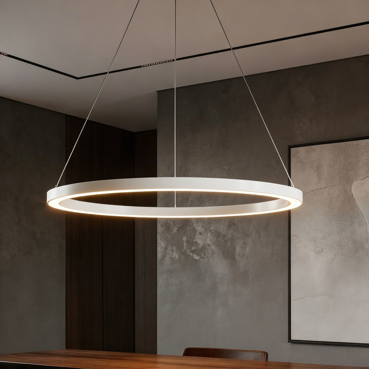 Modern LED Chandelier Hanging Light Aluminum Dimmable Soft Acrylic Diffuser Three Color Temperature Options