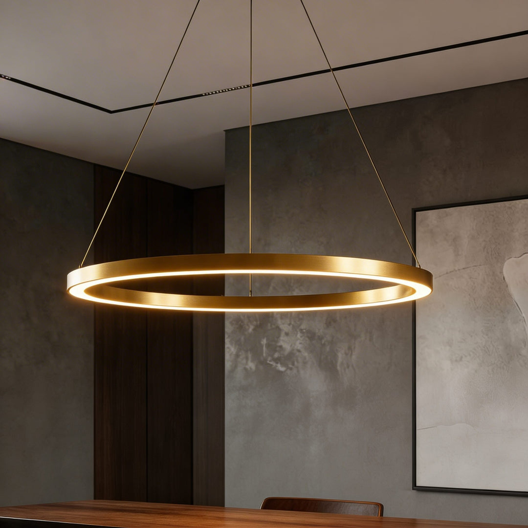 Modern LED Chandelier Hanging Light Aluminum Dimmable Soft Acrylic Diffuser Three Color Temperature Options