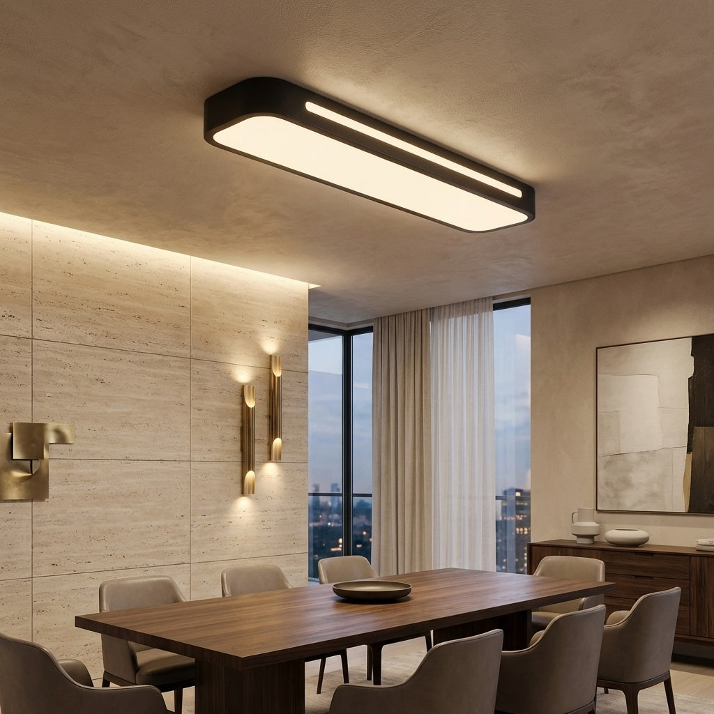 Modern LED Flush Mount Ceiling Light Adjustable Metal Fixture with Frosted Acrylic Shade