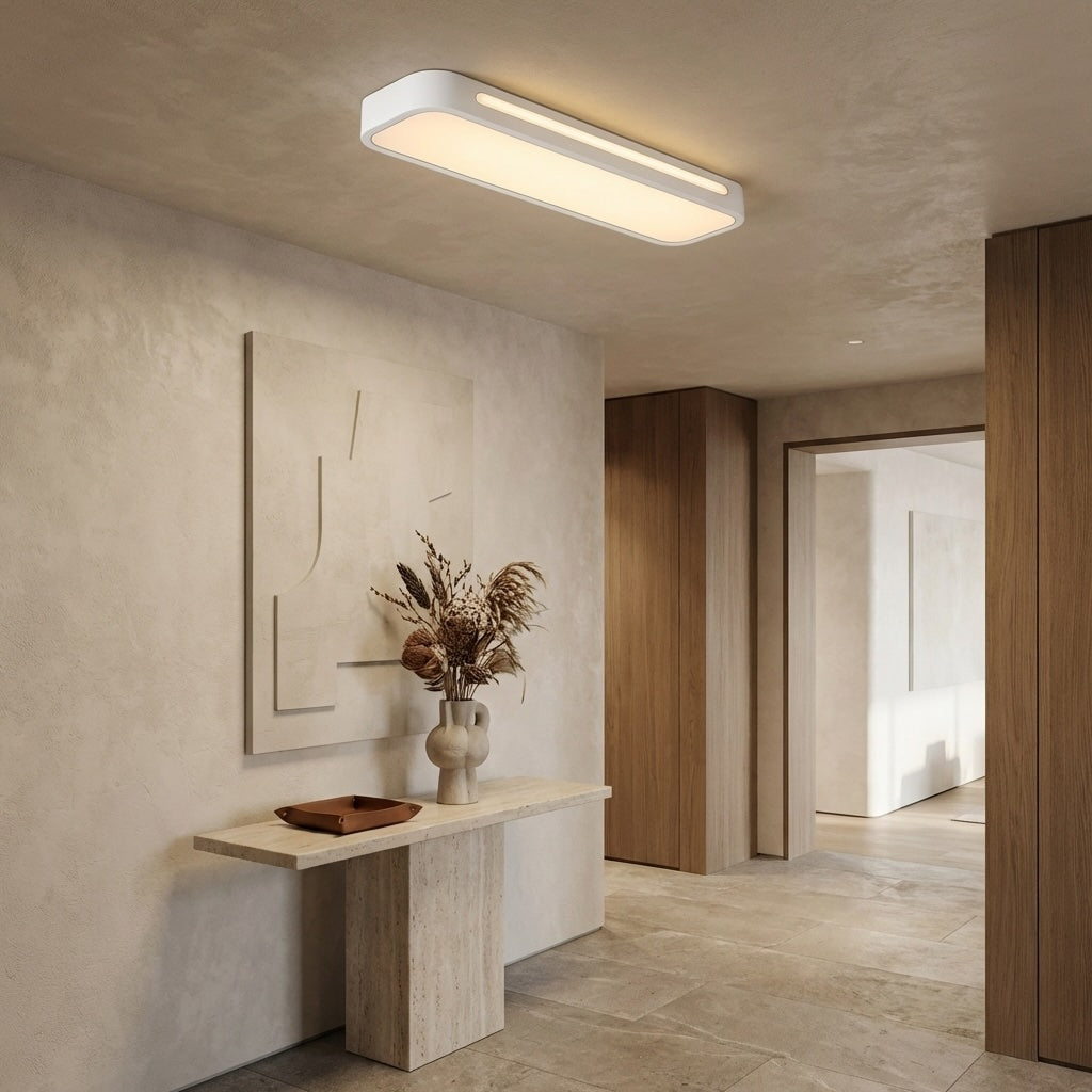 Modern LED Flush Mount Ceiling Light Adjustable Metal Fixture with Frosted Acrylic Shade