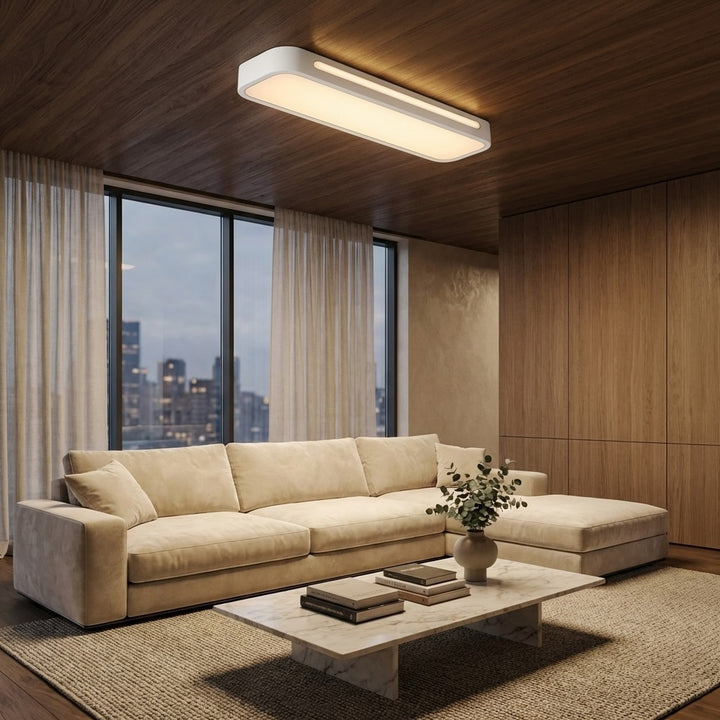 Modern LED Flush Mount Ceiling Light Adjustable Metal Fixture with Frosted Acrylic Shade