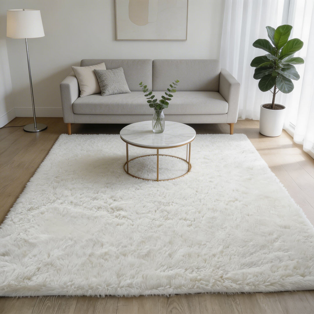 Washable Fluffy Area Rug Soft Polyester Non-Slip for Living Room and Bedroom Use