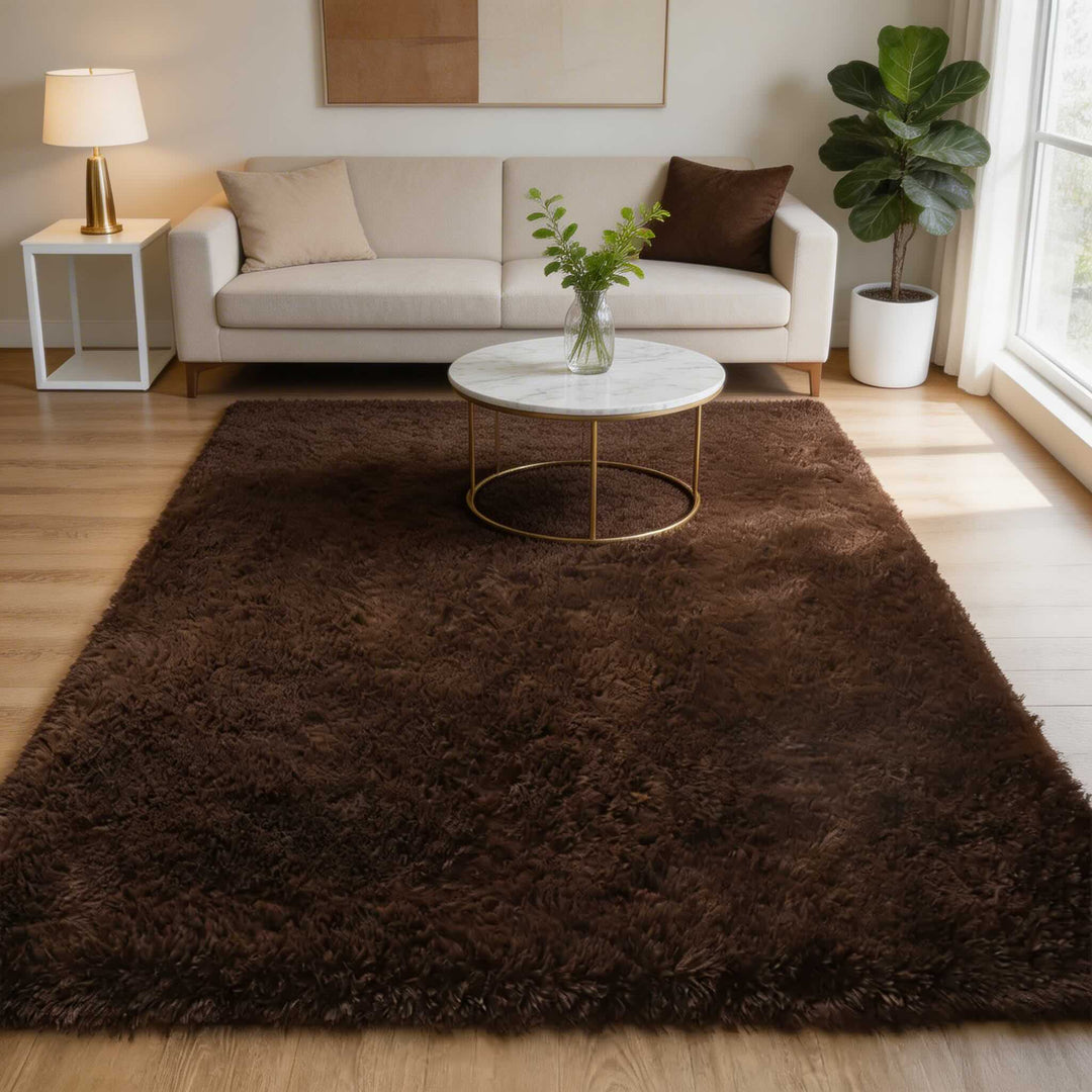 Washable Fluffy Area Rug Soft Polyester Non-Slip for Living Room and Bedroom Use