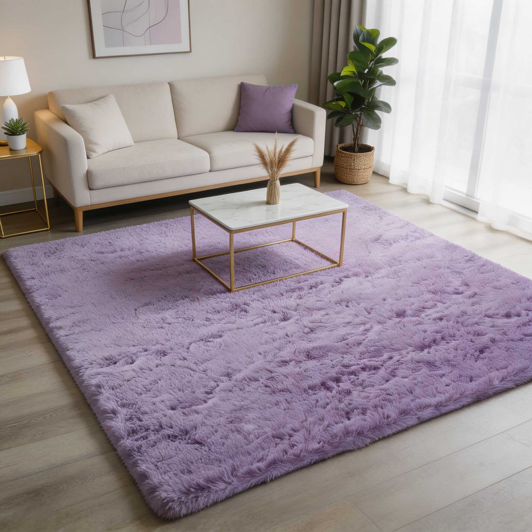 Washable Fluffy Area Rug Soft Polyester Non-Slip for Living Room and Bedroom Use