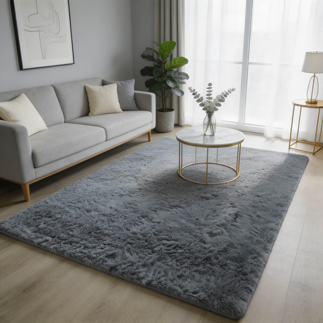 Washable Fluffy Area Rug Soft Polyester Non-Slip for Living Room and Bedroom Use