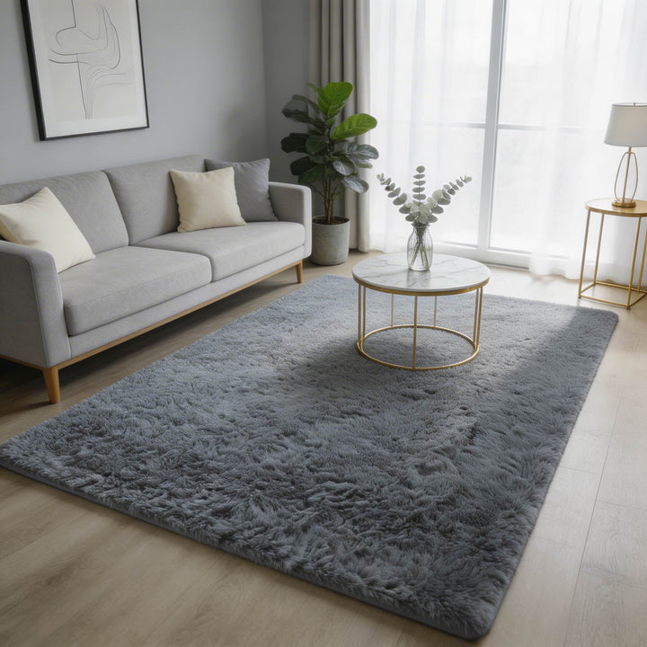 Washable Fluffy Area Rug Soft Polyester Non-Slip for Living Room and Bedroom Use