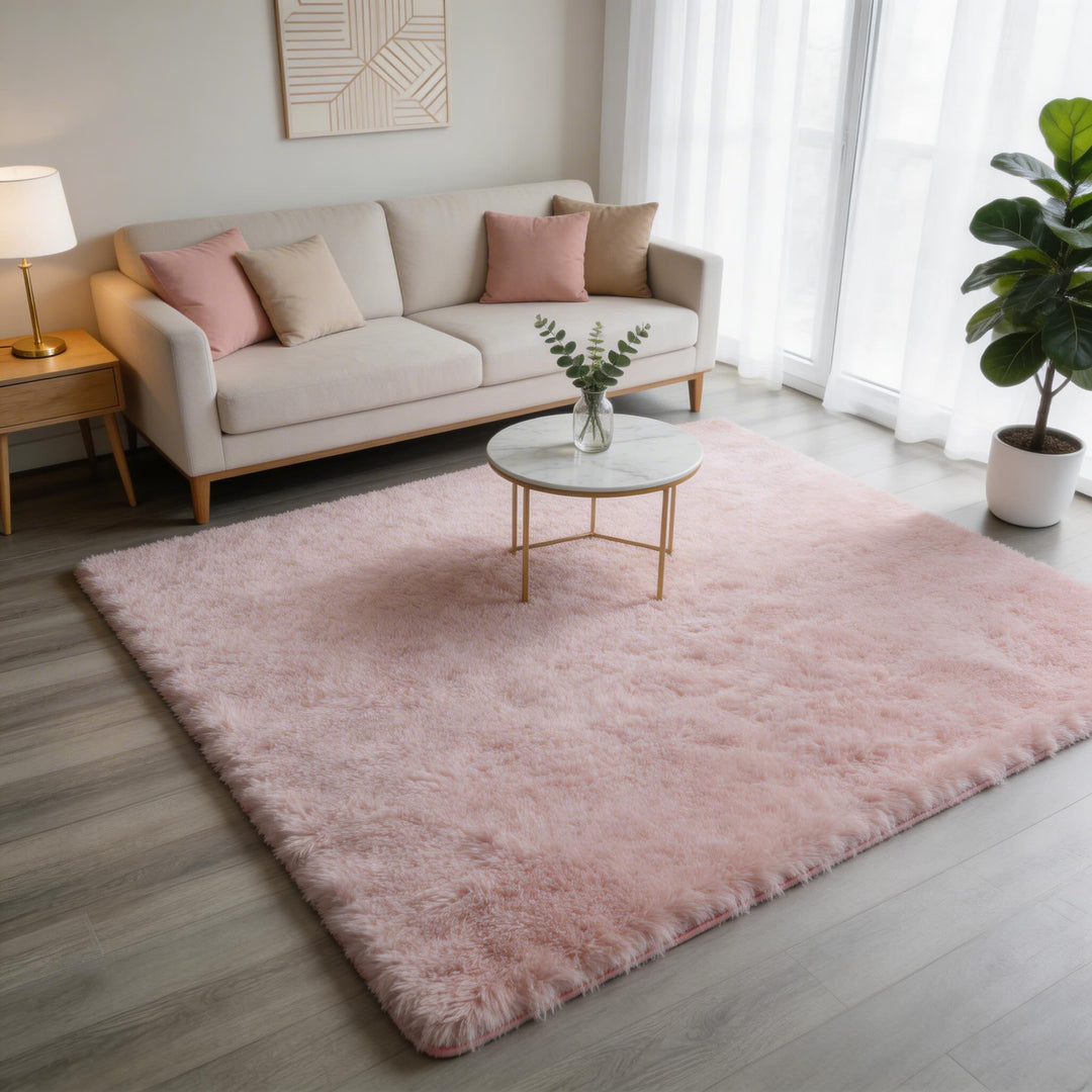 Washable Fluffy Area Rug Soft Polyester Non-Slip for Living Room and Bedroom Use