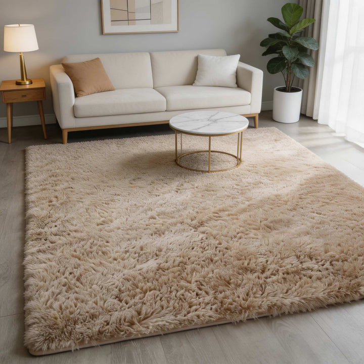Washable Fluffy Area Rug Soft Polyester Non-Slip for Living Room and Bedroom Use