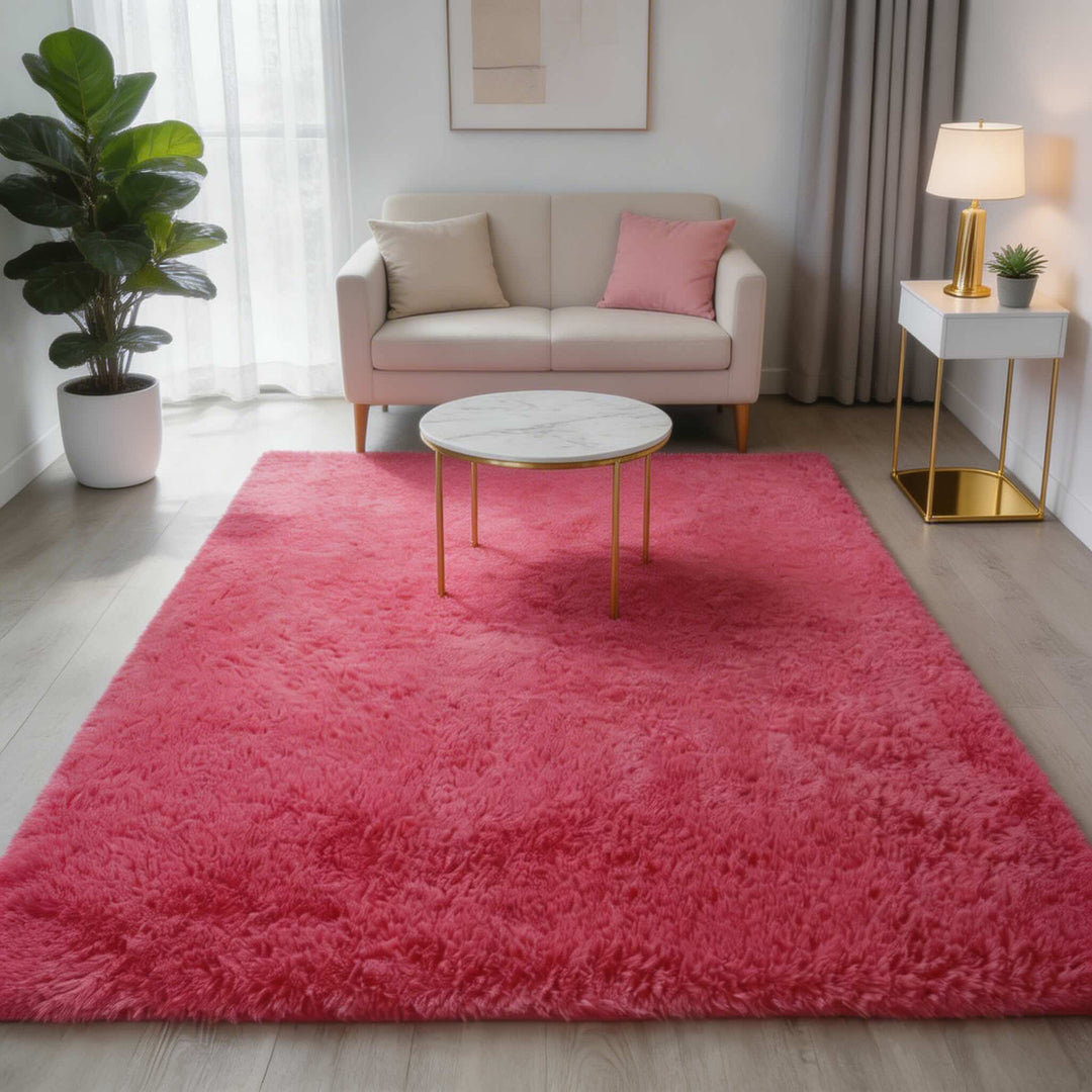 Washable Fluffy Area Rug Soft Polyester Non-Slip for Living Room and Bedroom Use
