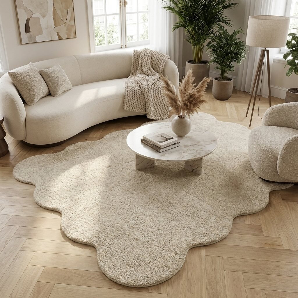 Washable Modern Minimalist Plush Rug Irregular Soft Carpet for Living Room Bedroom